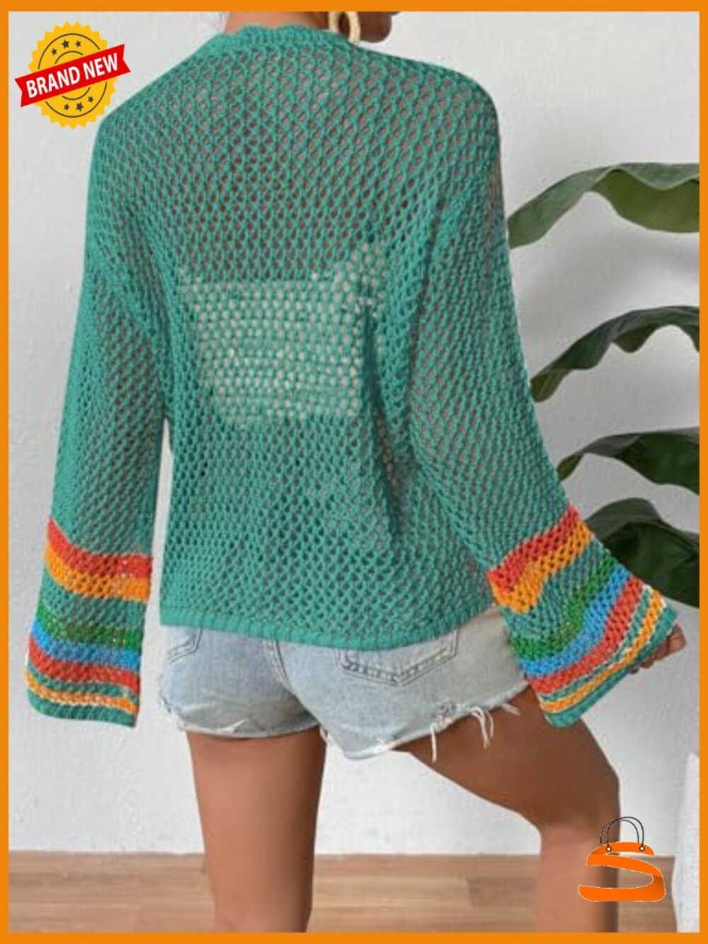 Floral Crochet Cardigan Hollow Out Open Front Long Sleeve Sweater - Picture 3 of 5